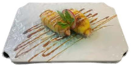 104. Nigiri de Langostino Con Queso Flambeado